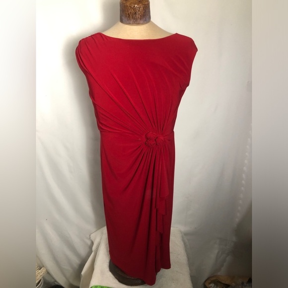 Womens Red Dress with Roses. Cleo. Size 10. - Picture 1 of 10